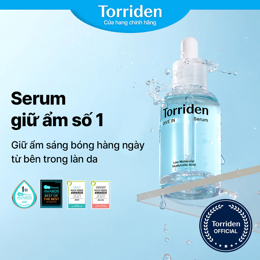 Serum DIVE IN TORRIDEN chứa axit hyaluronic phân tử thấp giúp giữ ẩm sáng bóng da/ giữ ẩm sâu bên trong/ 50ml