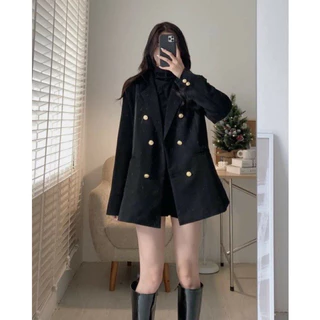 Áo blazer dài tay 2 lớp 6 cúc có đệm vai