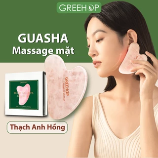 Đá masage mặt, guasha cao cấp bằng thạch anh hồng Greehop