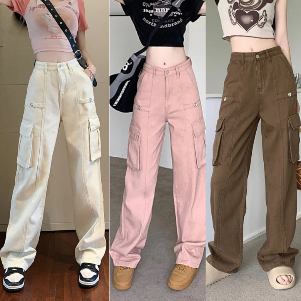 Quần Kaki Túi Hộp Ống Suông Lưng Cao Phong Cách MIAA