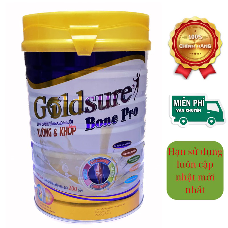 Sữa bột Goldsure Bone Pro - Sản phẩm dinh dưỡng công thức dành cho người xương khớp (lon thiếc 900gr), date mới nhất