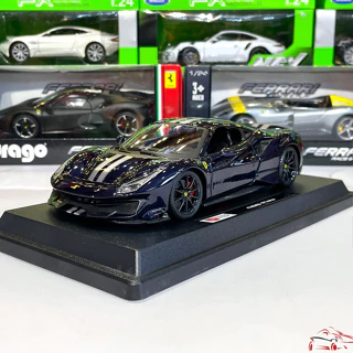 Mô hình xe trưng bày cao cấp Ferrari 488 Pista tỷ lệ 1:24 hãng Bburago màu xanh đen