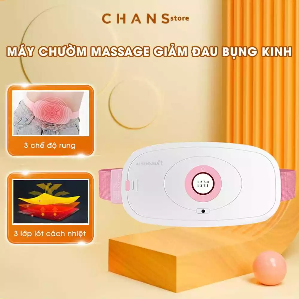 Máy Massage Làm Ấm Bụng Giảm Đau Bụng Kinh Nguyệt, Đai Massage Rung Chườm Bụng 3 Chế Độ Nhiệt Tùy Chỉnh Sưởi Ấm Nhanh