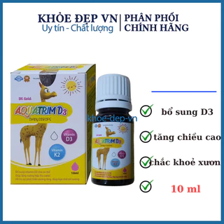 AQUATRIM Vitamin D3 K2 Mk7 - giúp bé hấp thụ canxi tăng trưởng chiều cao, nhanh mọc răng ( lọ 10ml)