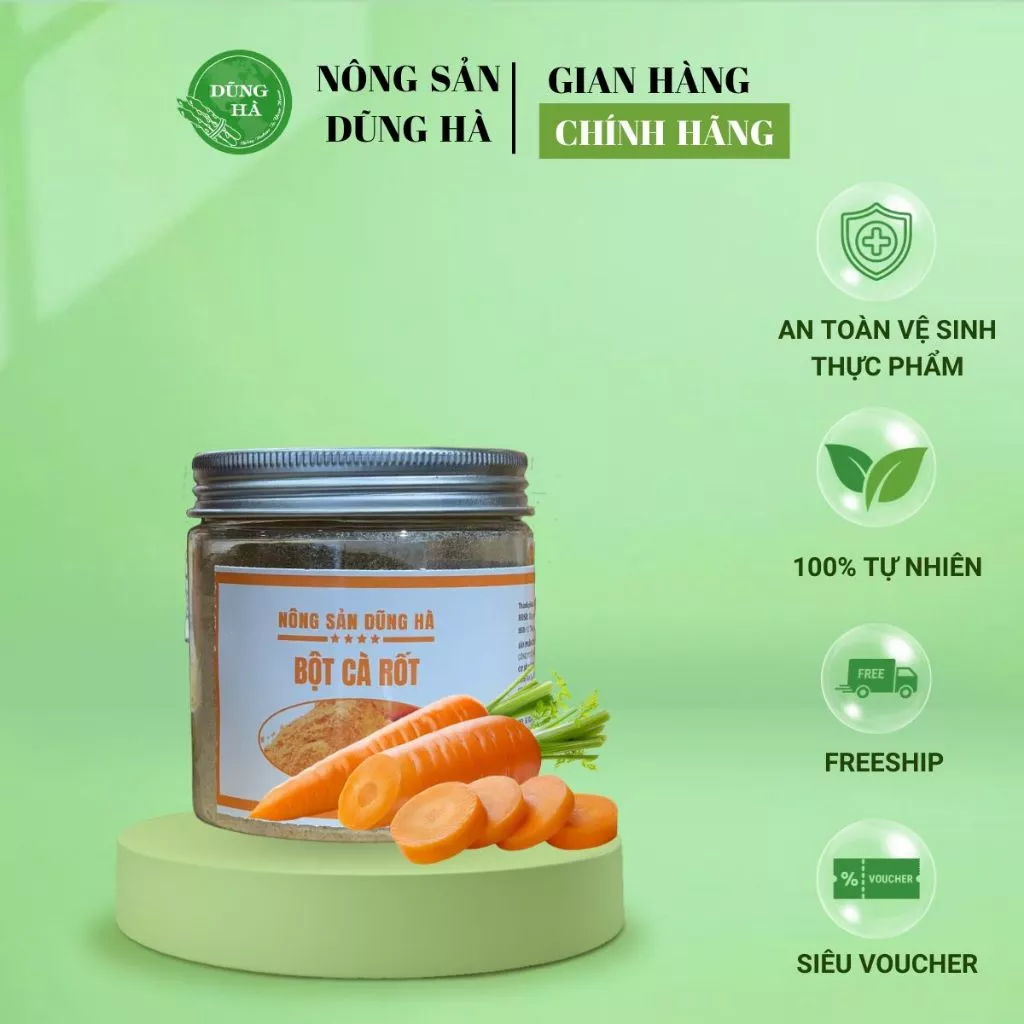 Bột Cà Rốt Nguyên Chất 100% - dùng để tạo màu, pha nước, dưỡng da, dưỡng tóc suôn mượt