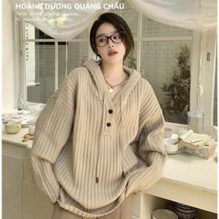 Áo Hoodie Tay Dài Dáng Rộng Có Mũ Dày Dặn Màu Sắc Ngọt Ngào Thời Trang Thu Đông Cho Nữ 2023