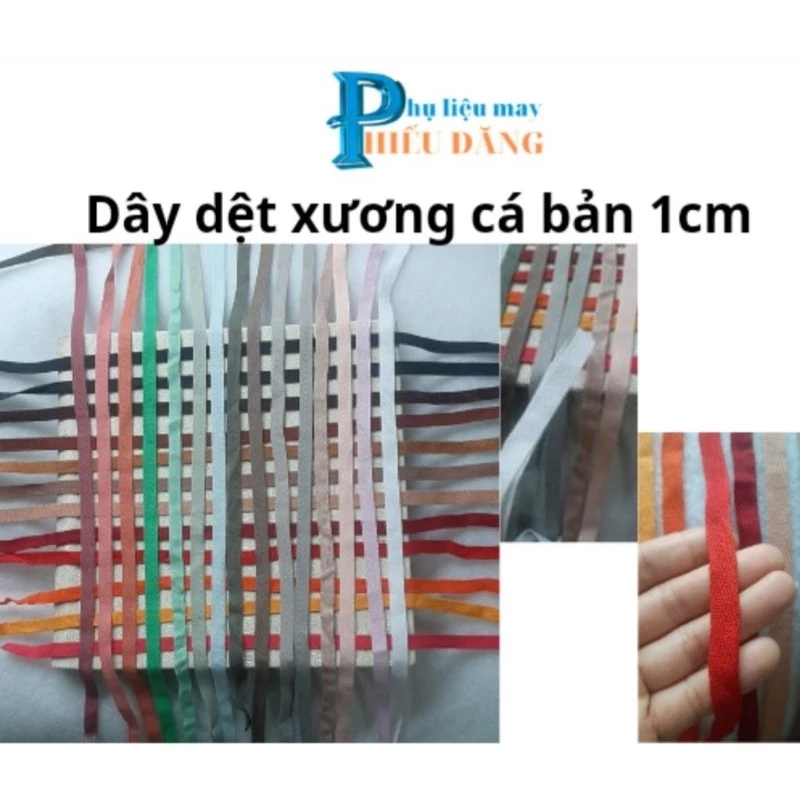 dây lé xương cá bản 1cm trang trí quần áo thể thao, viền cổ áo phông nhiều màu  sắc(  10k/10m