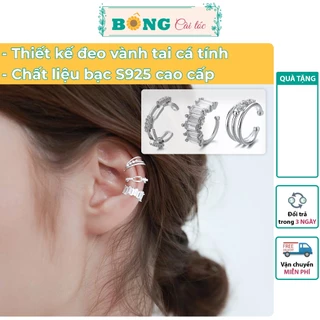 Set khuyên vành tai bạc unisex BÔNG Cài Tóc kiểu dáng đơn giản phong cách Hàn Quốc - bông tai bạc S925 BTB150