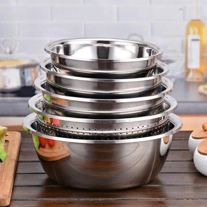 Bộ 5 Thau Trộn Inox 304 Siêu Đẹp Bền