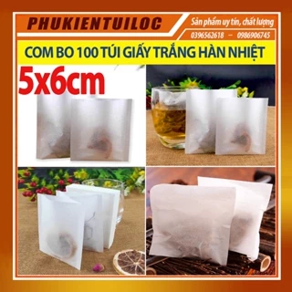 Combo 100 túi lọc trà, cà phê giấy trắng hàn nhiệt 5x6cm. Phukientuiloc