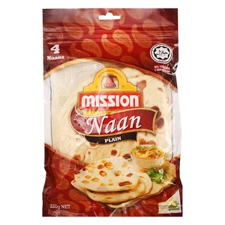Bánh Naan Ấn Độ vị truyền thống Mission Naan Plain 320g gồm 4 cái