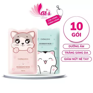 Combo 10 Gói Mặt Nạ Ủ Tay Chân Mèo Chongzi Niacinamide Hand Mask Trắng Da, Dưỡng Ẩm, Chống Lão Hóa, Mềm Da, Giảm Nứt Nẻ