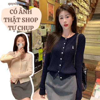 Áo cardigan len dáng ôm croptop nữ, len khoác kiểu dệt kim phong cách Hàn Quốc [Hàng Order]