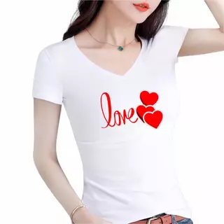 Áo thun cổ tim nữ ôm body MXM in chữ Love cực xinh chất vải cotton 4 chiều - ANU112