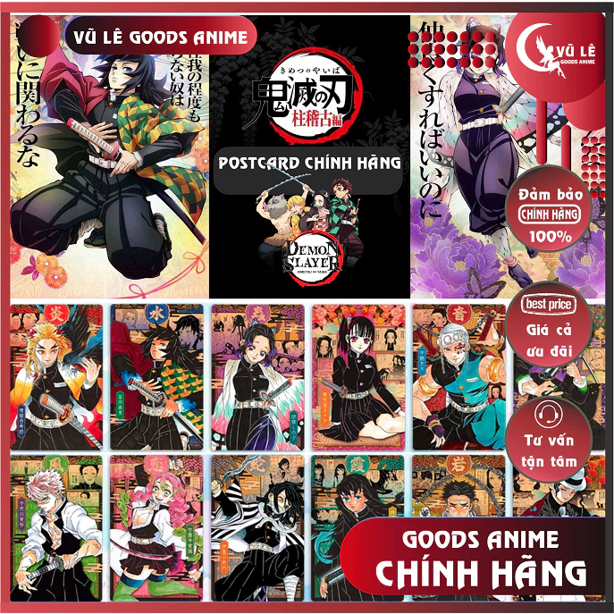 Postcard nhân vật anime Kimetsu no Yaiba 15cm chính hãng Bandai - Bưu thiếp Demon Slayer, Goods anime hãng Nhật Bản