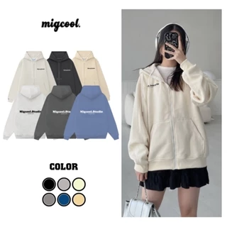 ÁO HOODIE ZIP NỈ BÔNG KHÓA KÉO MIGCOOL, ÁO KHOÁC FORM RỘNG DÂY KÉO BASIC