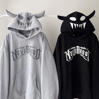[ Rẻ vô địch ] Áo hoodie form rộng tay bồng mũ hai lớp - Sừng quỷ