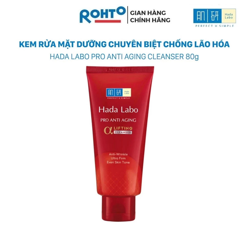 Kem Rửa Mặt Dưỡng Chuyên Biệt Chống Lão Hóa Hada Labo Pro Anti Aging Cleanser 80g