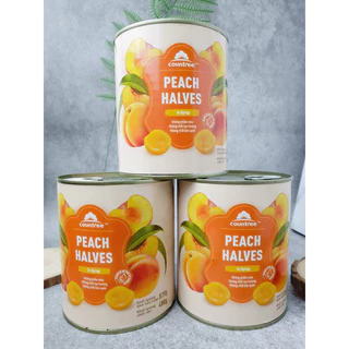 Đào Ngâm Hàn Quốc Countree/ Yellow Peach HALVES hộp 820g - topping cho trà đào thơm ngon