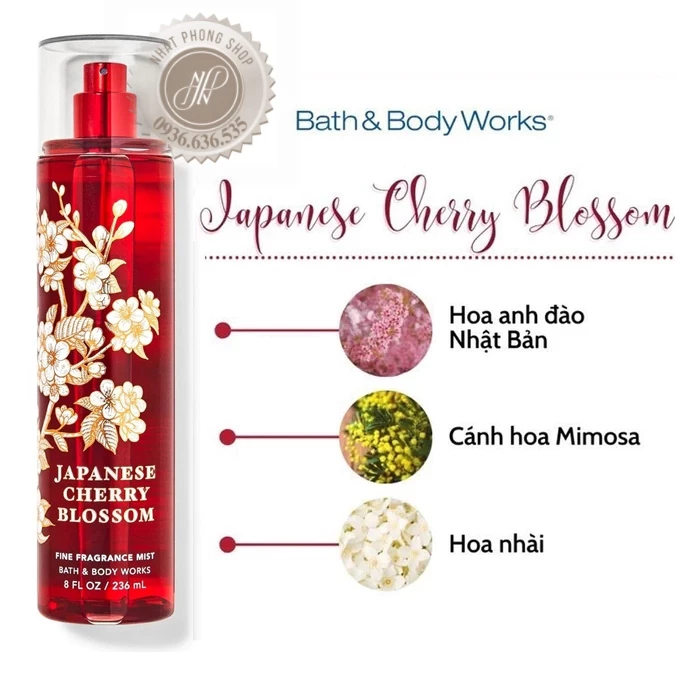 Xịt thơm Bath & body works cherry 236ml