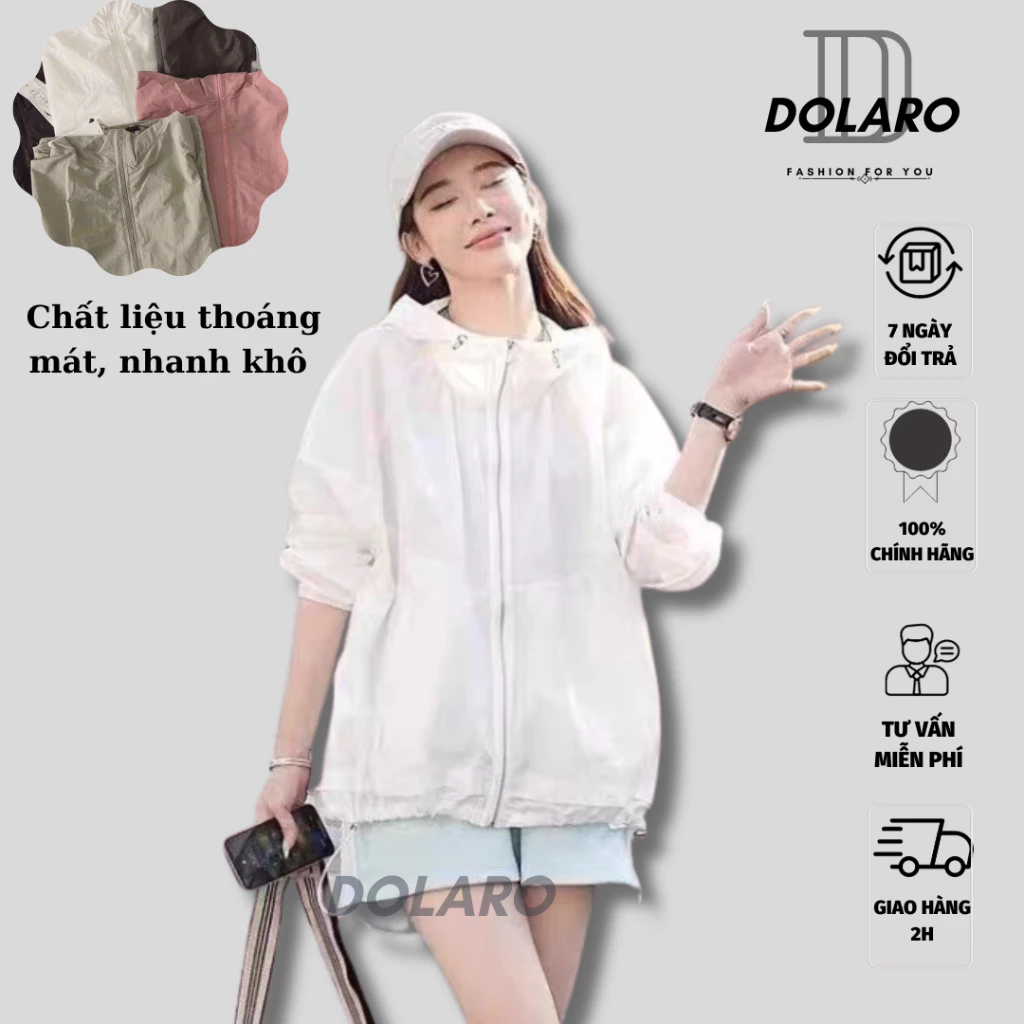Áo khoác gió thể thao nữ DOLARO, áo khoác ngoài nhe chất dù xược mỏng phù hợp mang đi tập thể dục, phối đồ
