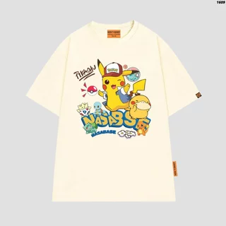 Áo thun tay lỡ HY KOREA Pika Nasabase 1609 COTTON 75 form rộng unisex