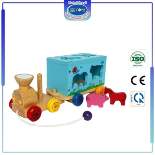 Đồ chơi gỗ Xe lửa chở thú | Winwintoys 65272 | Phát triển tính cẩn thận và khéo léo