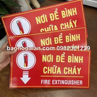 Biển báo nơi để bình chữa cháy decal dán Fomex 20 x 40cm