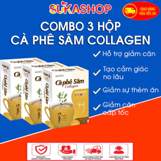 Combo 3 hộp Cà phê Sâm Collagen giảm cân (Hộp 12gói)