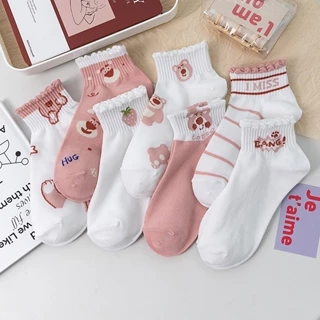 Tất nữ cổ ngắn chất liệu cotton co dãn 4 chiều phong cách Hàn thoáng mát - TCNH05