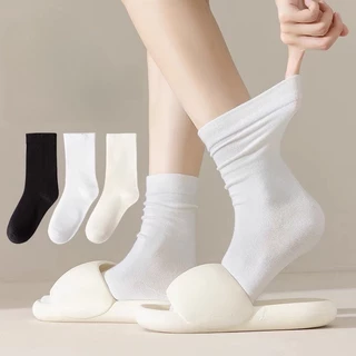 Sét 5 Đôi Tất Cổ Cao, Vớ Cổ Cao Nữ Vải Cotton Mềm Co Giãn Thời Trang Hàn Quốc S2