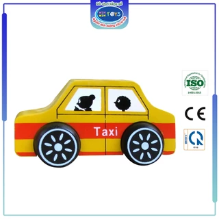 Đồ chơi gỗ Xe taxi  Winwintoys 65282, giúp bé nhận biết các màu sắc và phân biệt được các loại xe