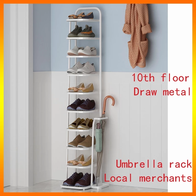 【Local stores】Bắc Âu tối giản Giá để giày 10 tầng Giá để giày bằng sắt rèn gọn gàng bền bỉ dễ bảo trì Dễ dàng lắp đặt