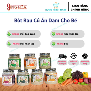 (Lọ 80-100g)Bột rau củ sấy lạnh cho bé ăn dặm 9 Nghĩa, cho bé từ 6 tháng tuổi