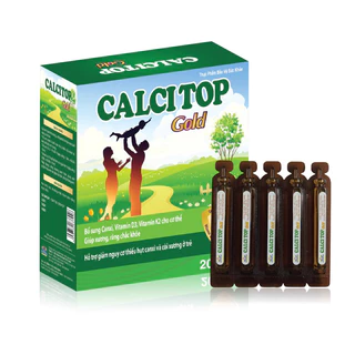 Calci Top Gold - Hộp/20 ống, Bổ sung calci và Vitamin D3,K2