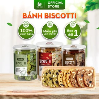 Bánh Biscotti Ăn Kiêng Giảm Cân Vị Truyền Thống, Matcha, Choco Healthy Nguyên Cám Siêu Hạt Dinh Dưỡng Việt Thái Organic