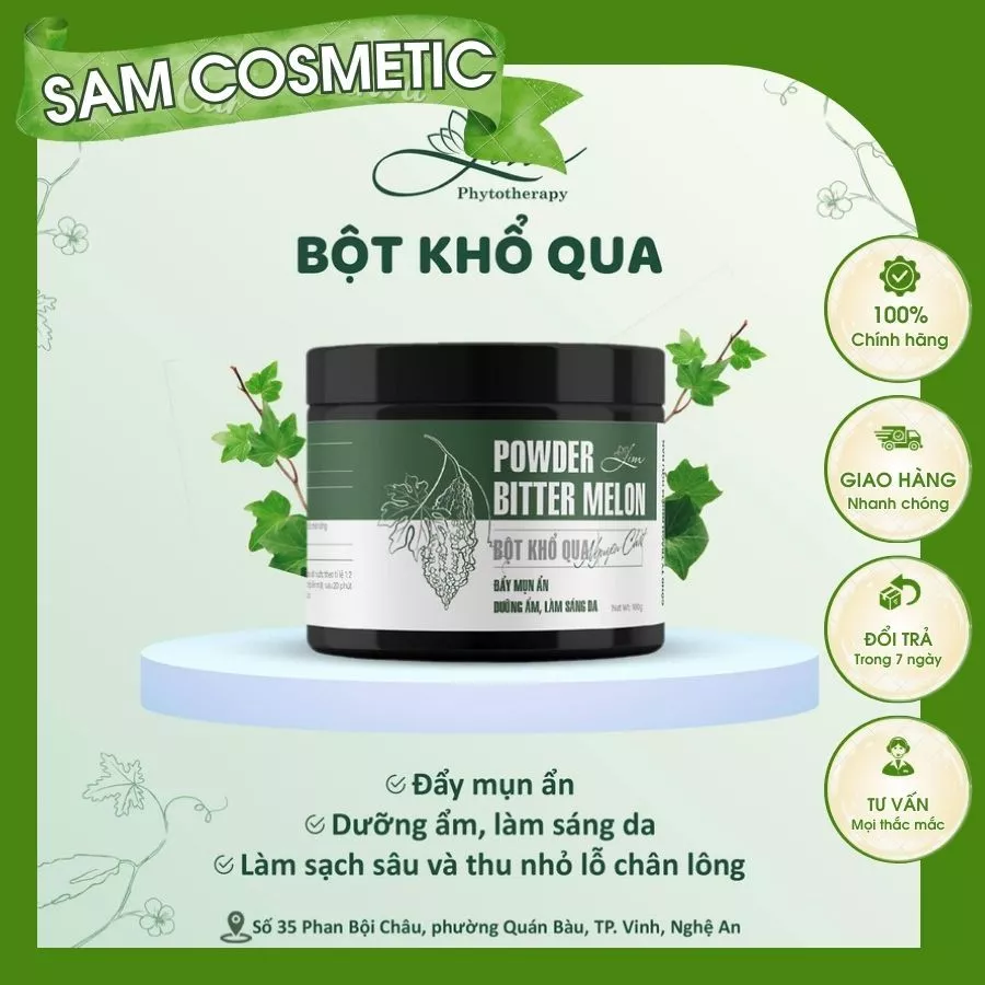 Bột khổ qua Lim nguyên chất - 100% - giảm mụn, sáng da