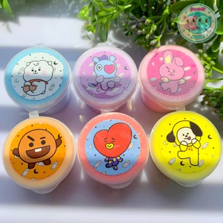 Combo 6 Hũ Basic Slime 1oz Kèm Charm và Sticker dễ thương,Chất Nhờn Ma Quái Mềm Dẻo Không Dính Tay