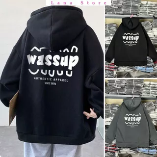 Áo Khoác Hoodie Zip Wassup Chất Nỉ Bông Nón 2 Lớp To Đẹp Unisex Nam Nữ