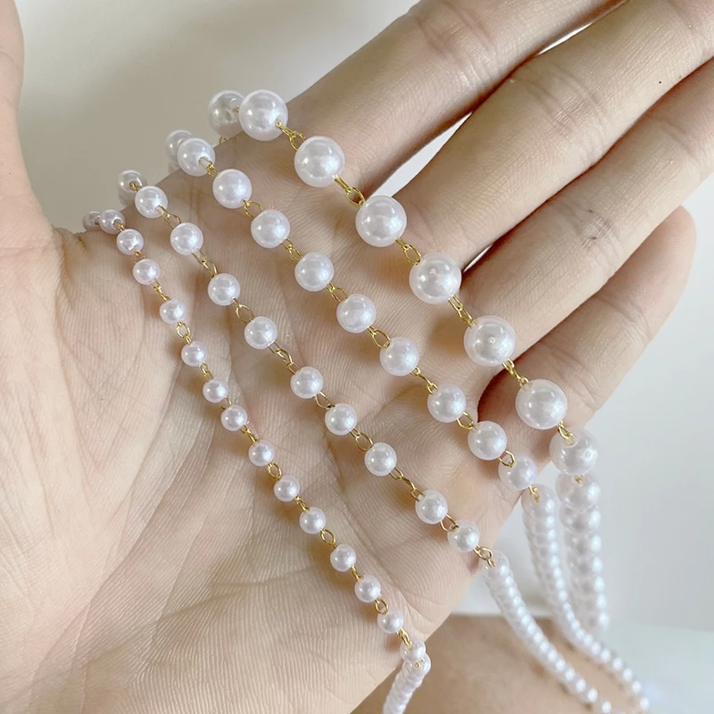 Chiết lẻ 0.5m (50 cm) dây chuỗi hạt trai xỏ sẵn nguyên liệu làm trang sức cổ trang cosplay NL1172