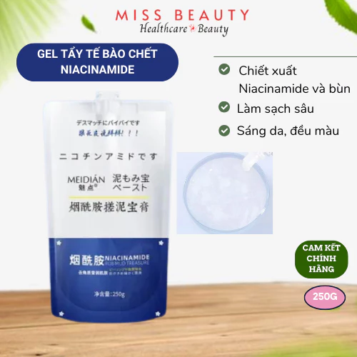 Gel Tẩy tế bào chết body Median Niacinamide túi 250g dưỡng trắng mềm da, làm sạch sâu