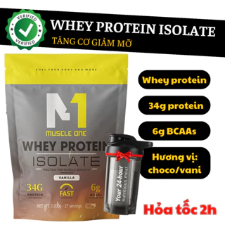 Whey protein isolate sữa tăng cơ giảm mỡ (tặng bình lắc) hấp thu nhanh bổ sung protein, ít béo, tăng cơ (túi 1000gr)