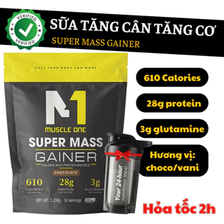 Sữa tăng cân tăng cơ (tăng bình nước thể thao) SUPER MASS, hỗ trợ tăng cân nạc hiệu quả nhanh (túi 1.2kg)