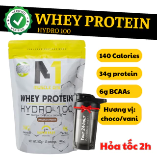 Whey protein, sữa giảm mỡ tăng cơ (tặng bình nước thể thao) HYDRO 100 bổ sung protein, siêu hấp thụ (túi 500gr)