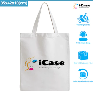 Túi vải Canvas iCase in logo theo yêu cầu không giới hạn số lượng kích thước 35x42cm