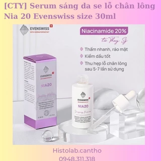 [Hàng Công ty] Serum Nia20 Evenswiss điều tiết dầu nhờn, giảm lỗ chân lông, sáng mịn da 30ml