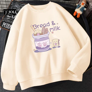 Áo Sweater Bread Milk Nam Nữ By JOLI Unisex Chất Nỉ Lót Bông Mũ 2 Lớp Form Rộng