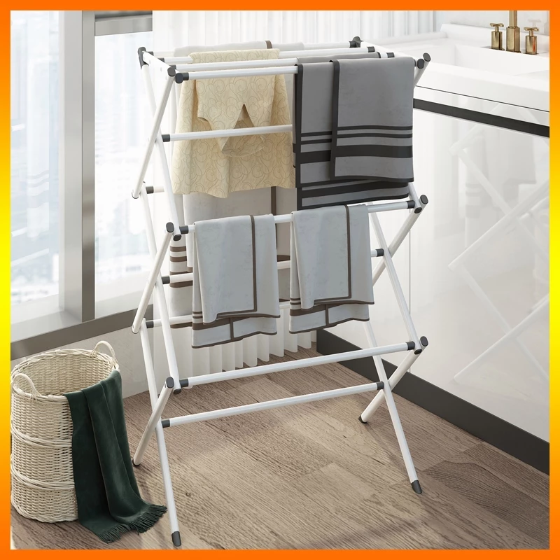 【Local seller】Giá phơi gấp Giá phơi nhiều tầng trong nhà ngày mưa móc treo ga trải giường đa năng Giàn Sào Phơi Đồ Inox