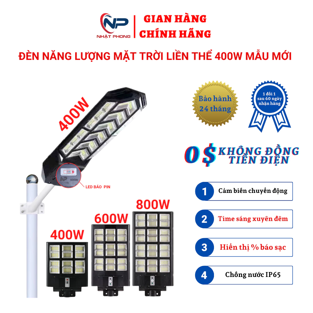 Đèn năng lượng mặt trời, đèn liền thể đơn 200W,300W,500W,800W chip led siêu sáng, có điều khiển, cảm biến chuyển động