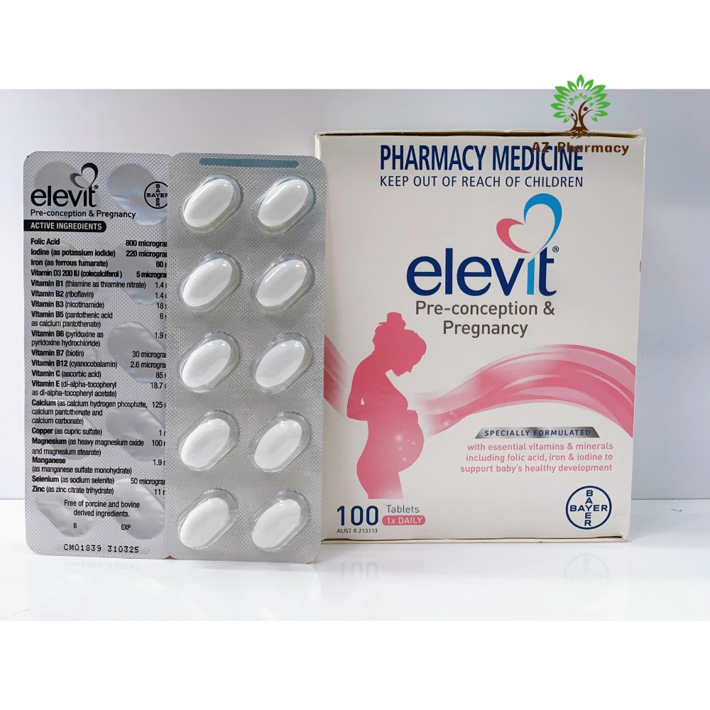 [Date mới 2026] Elevit viên uống vitamin tổng hợp cho bà bầu hộp 100 viên